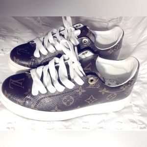 LOUIS VUITTON Monogram canvas Time Out Sneaker LD0221 brown & white size-38